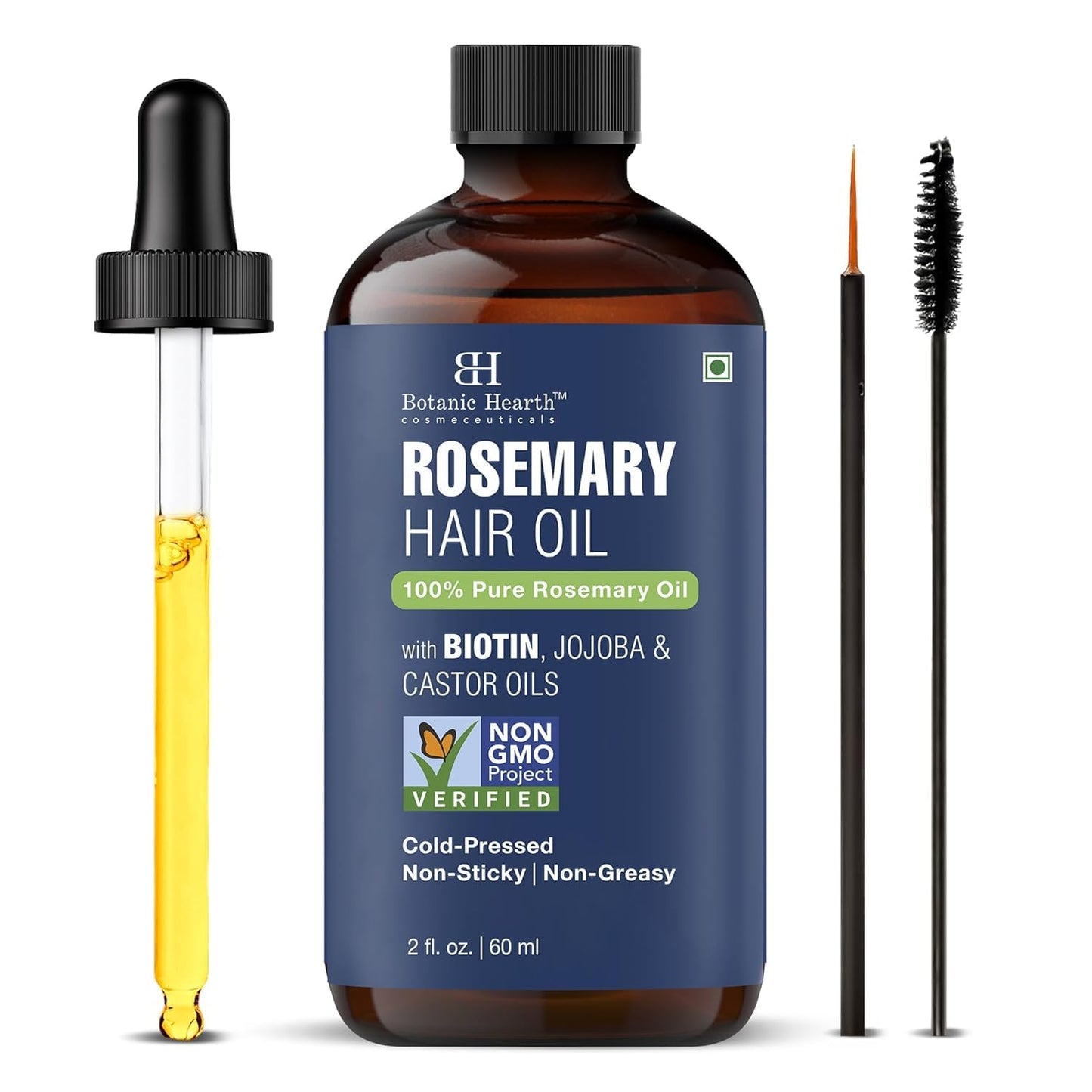 Botanic Hearth 100% Pure Rosemary Oil - Nourishing Hair Growth Treatment with Biotin & Jojoba Oil | 2 fl oz