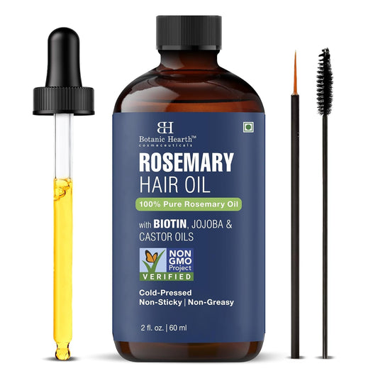 Botanic Hearth 100% Pure Rosemary Oil - Nourishing Hair Growth Treatment with Biotin & Jojoba Oil | 2 fl oz