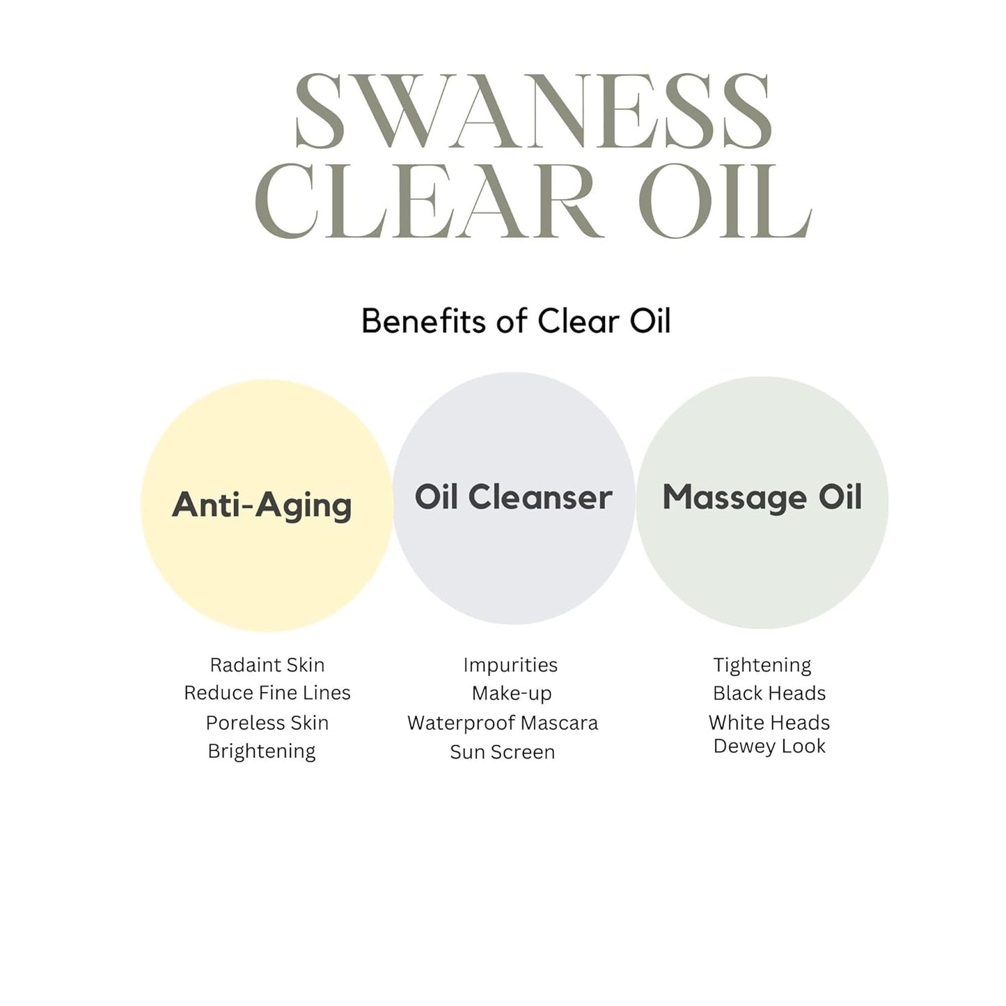 SWANESS Clear Oil Cleanser - Japanese Anti-Aging Makeup Remover & Deep Pore Cleansing Oil