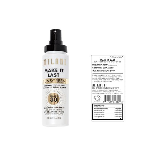 Milani Sunscreen Setting Spray - SPF 30 Face Primer with Antioxidant Protection | 2.02 Fl. Oz