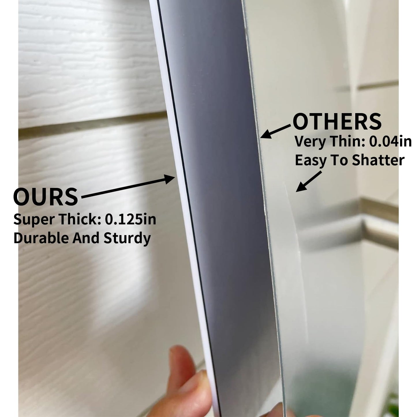 EUAIAJ Shower Mirror Fogless for Shaving, Large(10.6x8in) and with 2 Razor Hooks & 2 Mirror Hooks, Easy Install & Unbreakable & Super Thick, Fog Free (No Fog) Shower Mirror for Shaving