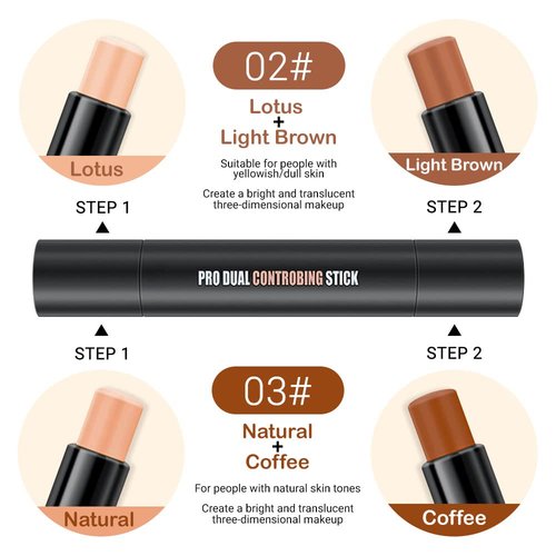 Evpct Contour Stick Makeup Set - 4 Colors Cream Contouring Palette for Beginners | Concealer & Highlighter