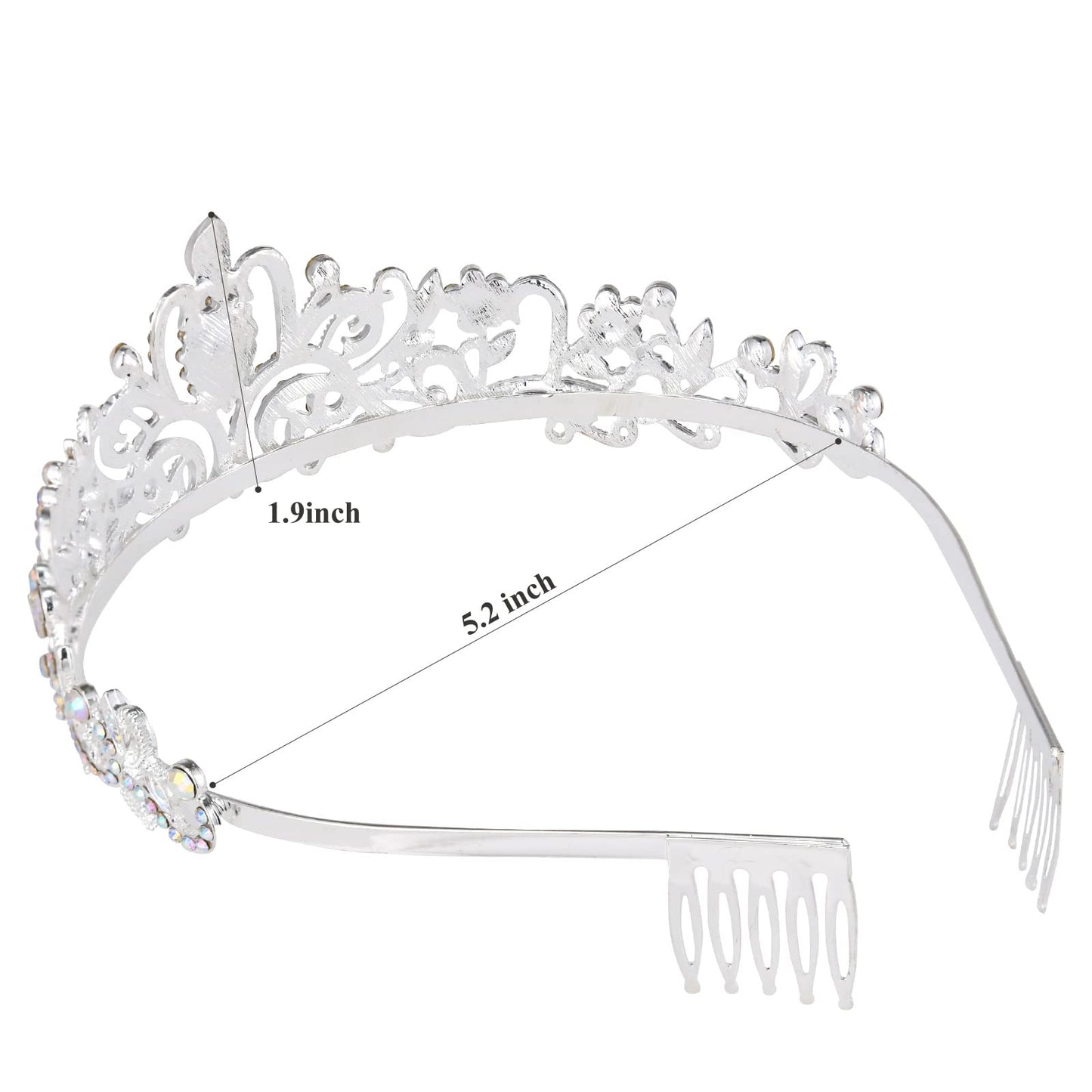 Sparkling Crystal Princess Tiaras for Women Crown Queen Fashion Headband for Wedding Birthday Bride Bridal Prom Party Valentines Mothers Day Gifts AB Silver