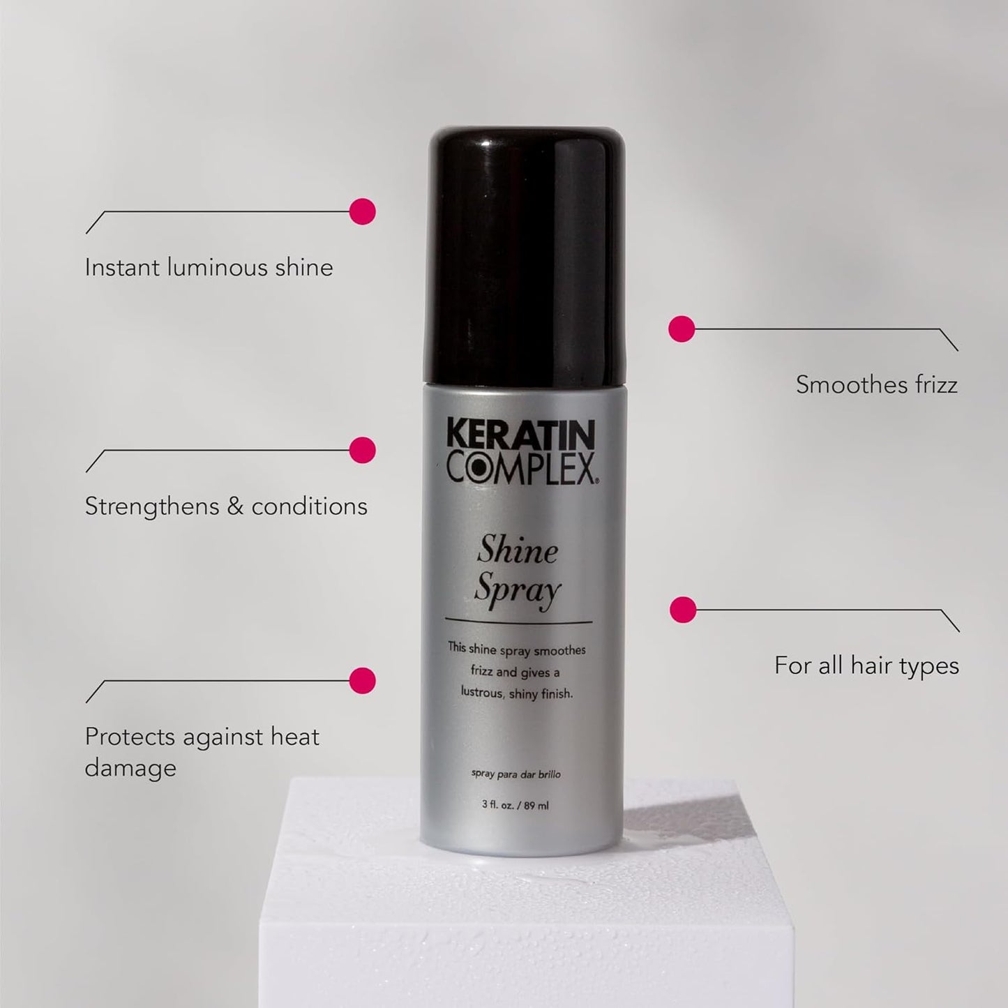 Keratin Complex Shine Spray - Enhance Gloss & Smoothness - 3 Fl Oz
