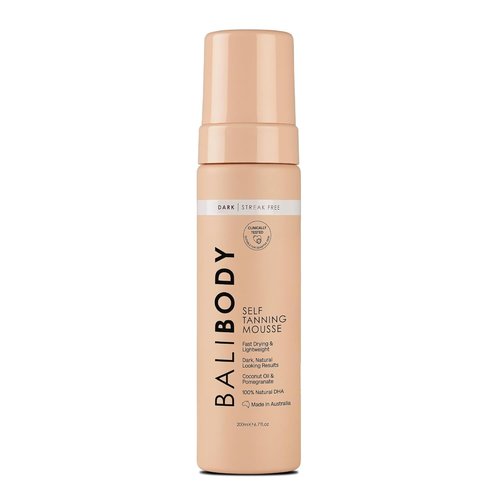 Bali Body Self Tanner Mousse Dark - Streak-Free Sunless Tanning Foam | Vegan & Organic Formula (200ml/6.7 fl oz)