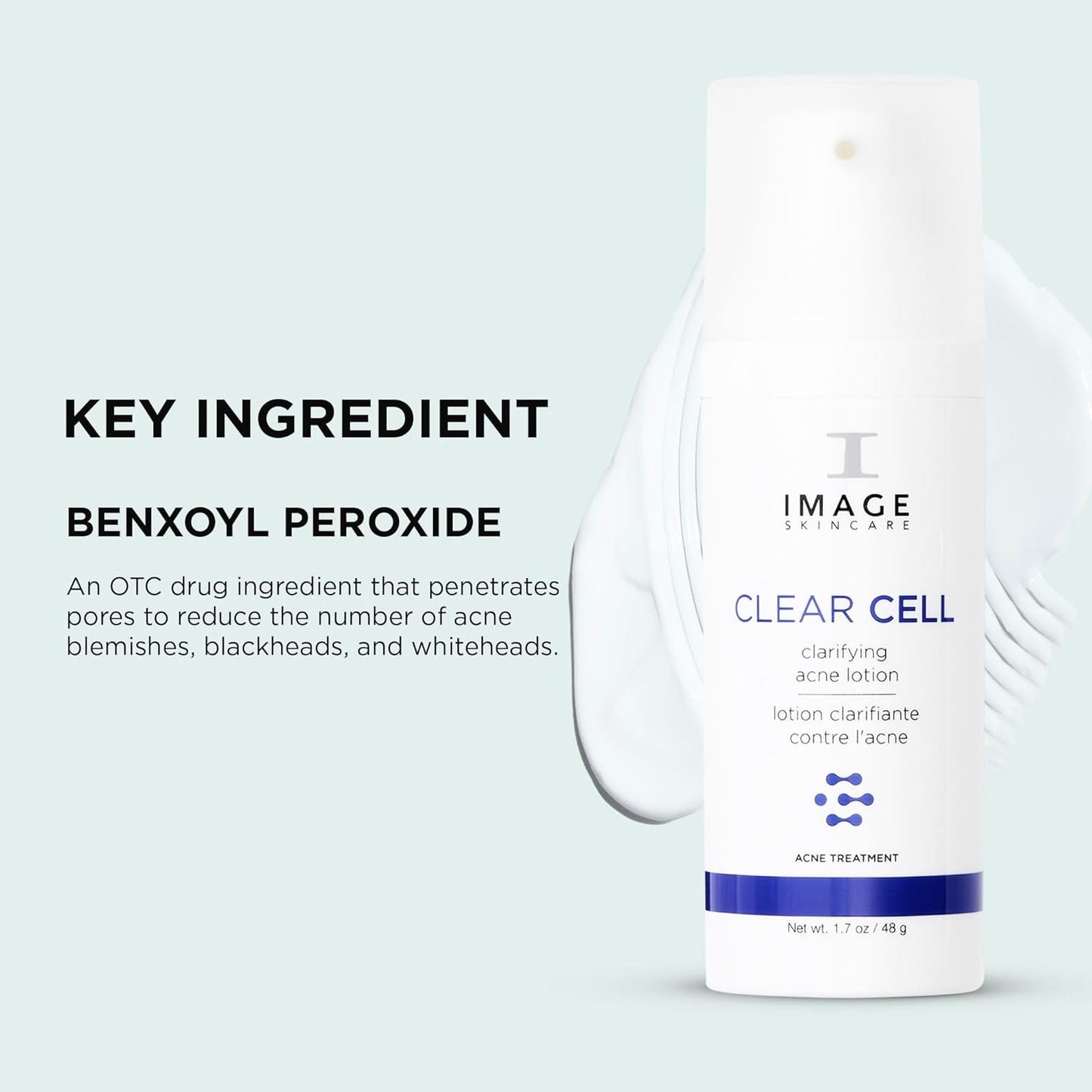 IMAGE Skincare Clear Cell Acne Treatment Lotion - Benzoyl Peroxide Formula, 1.7 oz for Blemish Control