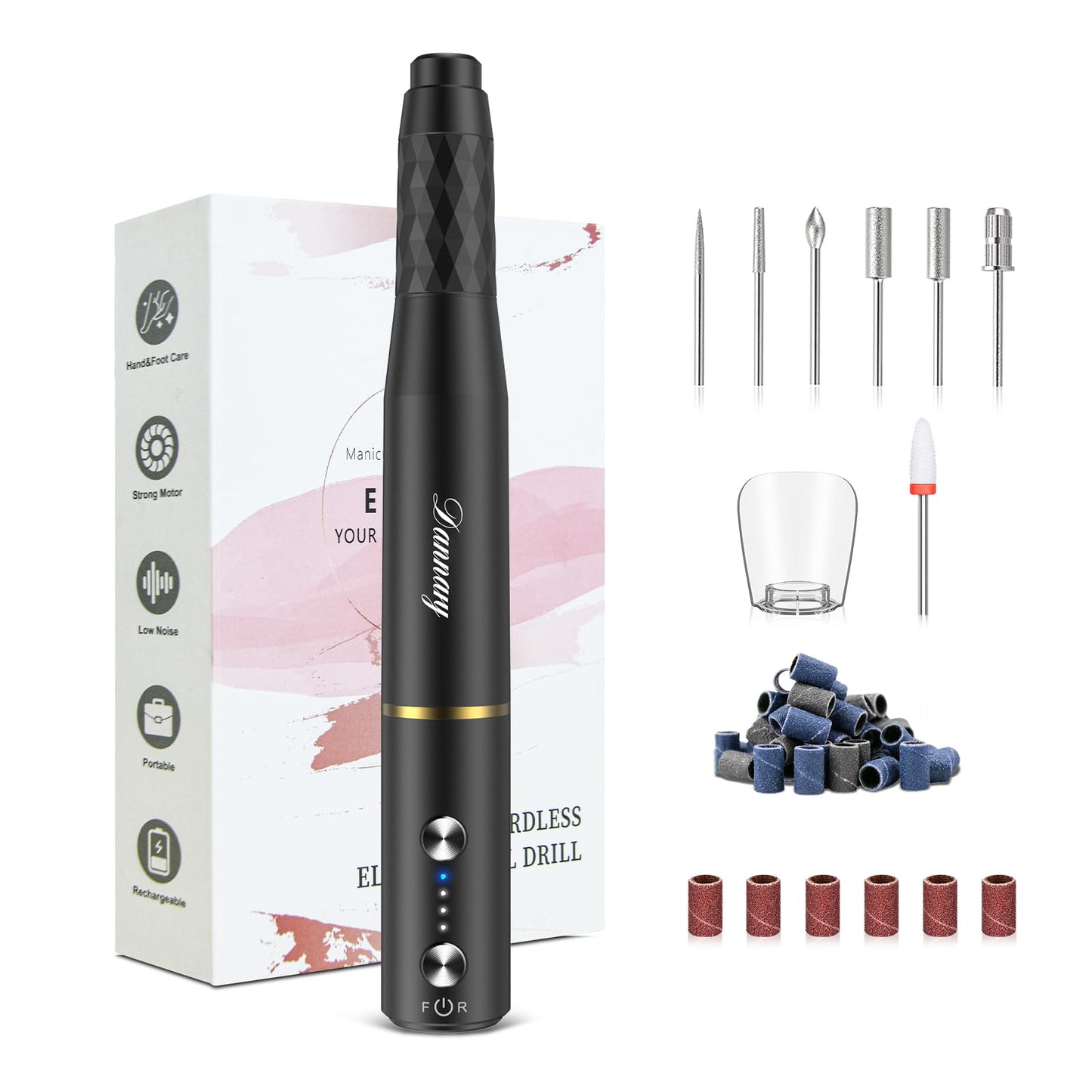 Electric Nail Drill Professional Efile Nail Drill Kit for Acrylic, Gel Nails, Manicure Pedicure Kit for Polishing Shape Tools(Black)