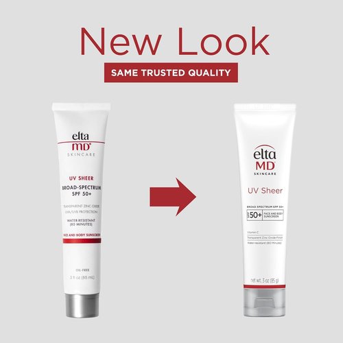 EltaMD UV Sheer Face Sunscreen - SPF 50+ Zinc Oxide Formula for No White Cast | Lightweight & Non-Greasy