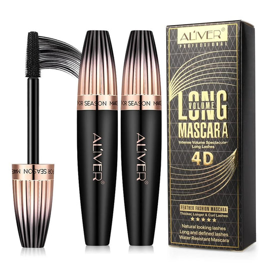 Skiennix 4D Silk Fiber Lash Mascara - Waterproof Black Volume & Length | Smudge-Proof, Clump-Free, 2-Pack