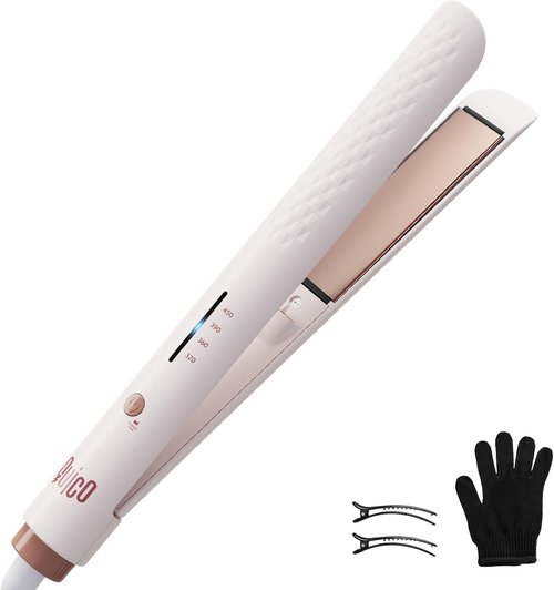 Quico Hair Straightener - Fast Heating Professional Flat Iron | 320℉-450℉ Temp Control, Pink