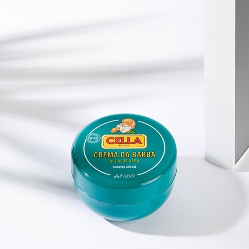 Cella Milano Aloe Vera Shaving Cream Soap - Luxurious Lather & Razor-Glide Protection | 150g, Made in Italy Since 1899