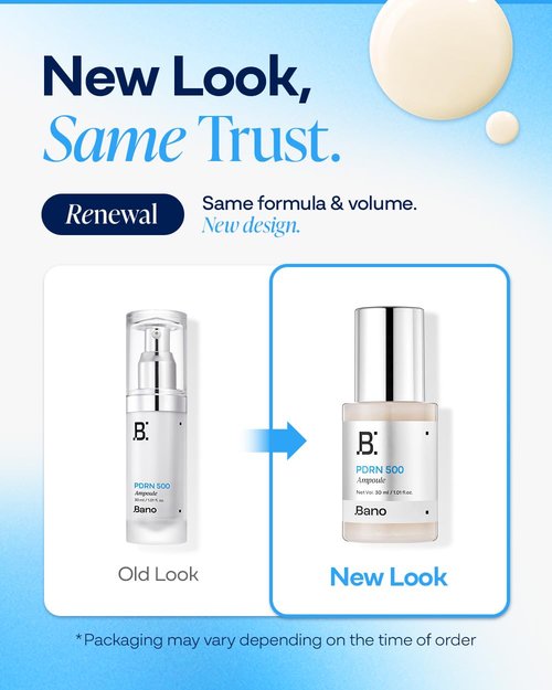 Bano PDRN 500 Ampoule - Firming Hydrating Serum with Peptides & Collagen | Fragrance-Free Korean Skincare | 1.01 fl oz