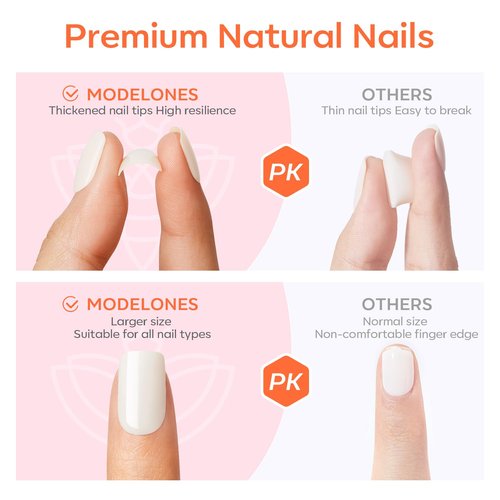 Modelones Christmas Press-On Nails - Red Short Almond Fake Nails | Reusable Kit with Glue & 30 Pcs in 15 Sizes