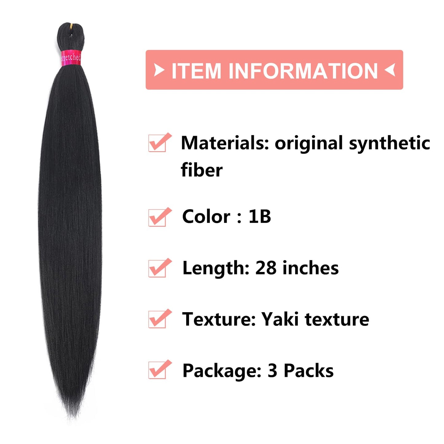 FAYETA Hair Pre Strethched Silky Braid Hair Extensions, 100% Synthetic Itch Free Hair for Braiding Crochet Twist Hair Braid Extensions Yaki Texture(28''-3packs, 613#)