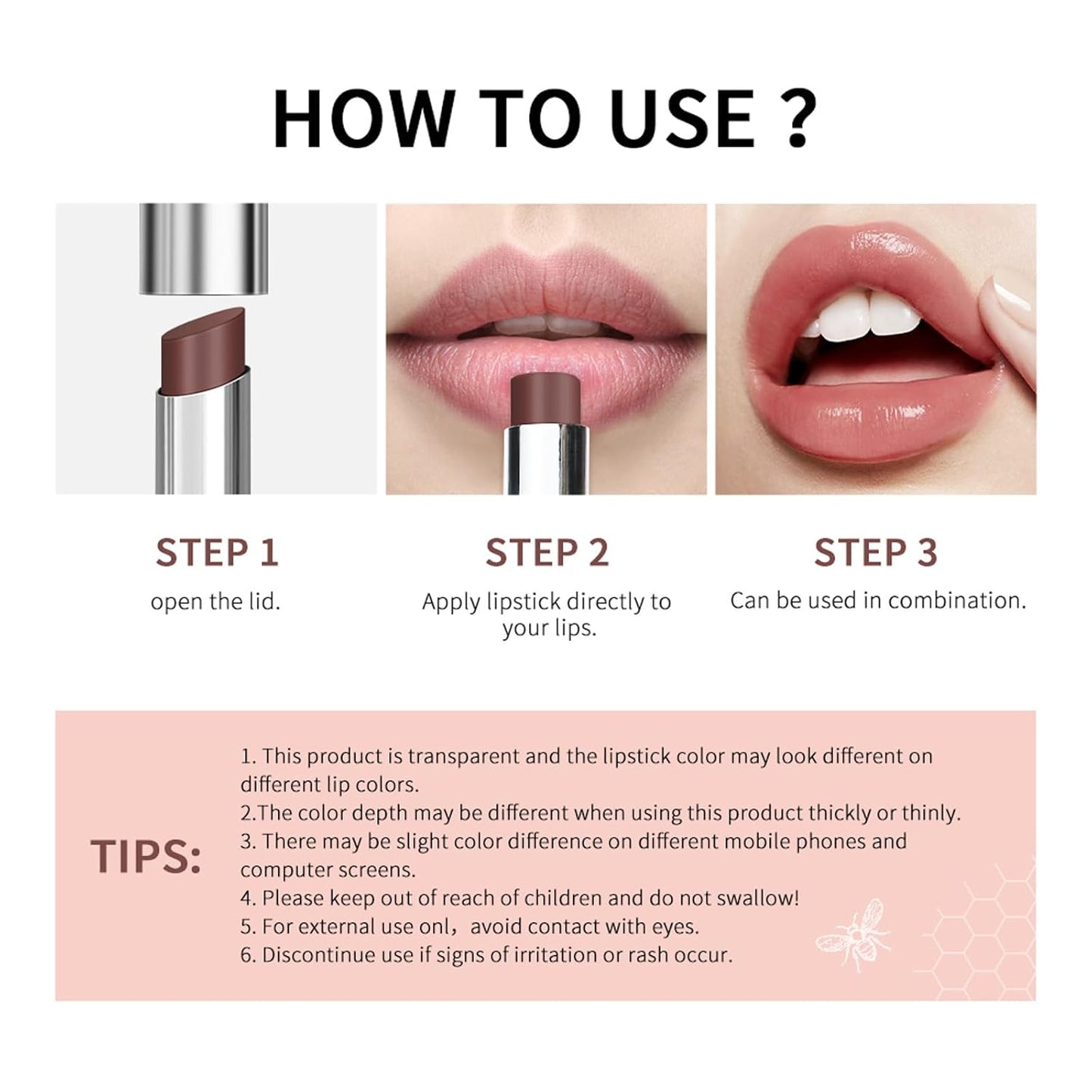 Baisen Diary Honey Lipstick - Sheer Hydrating Tinted Lip Balm for All Skin Tones | Natural Black Cherry Tint (Nude Honey)