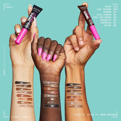 NYX Professional Makeup Thick It Stick It Brow Gel - Thickening Eyebrow Mascara in Cool Ash Brown