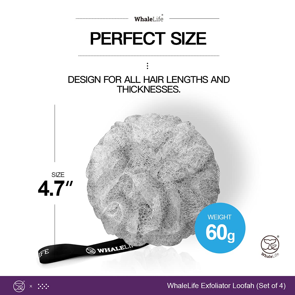 Loofah Sponge Bath Sponge for Women Men 4 Pack (Gray Rough Surface)