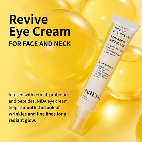 NIDA Revive Eye Cream - Probiotic Lystate Solution with Retinal & Peptide Complex | Reduces Wrinkles & Fine Lines | 1.35 fl. oz. (40ml)