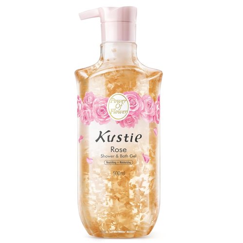 Kustie Rose Body Wash - Hydrating Floral Cleanser with Real Flower Petals & Rose Oil | 16.9 fl oz