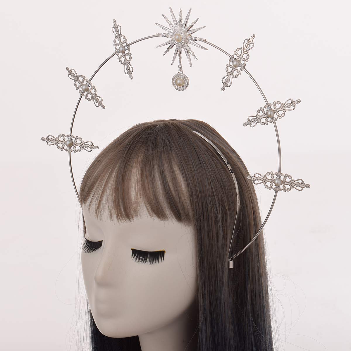 BLESSUME Mary Halo Crown Headband Goddess Headwear Halloween Costume Headpiece Headdress for Cosplay Party (W)