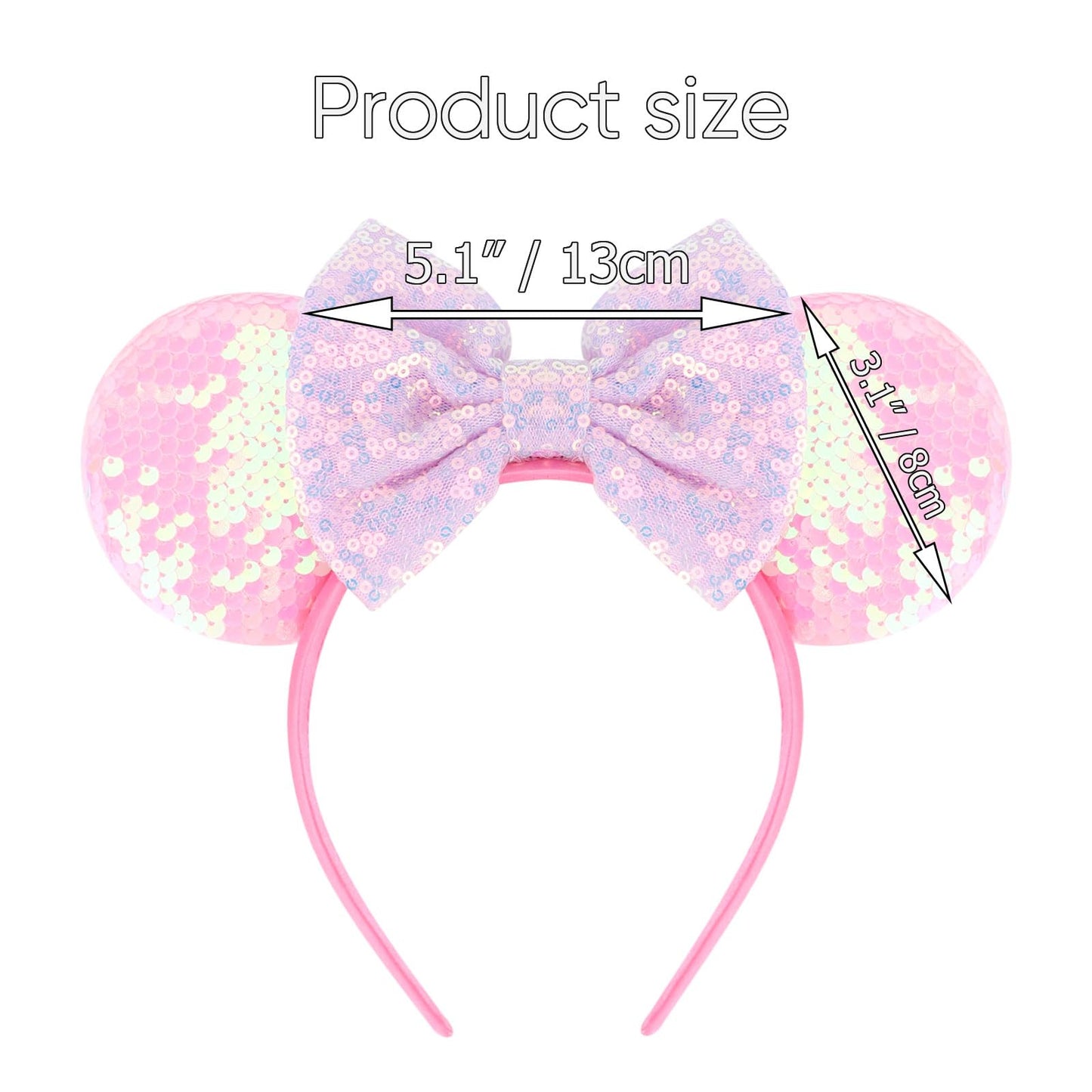 AQOKKA 1 Pcs Mouse Ears Headbands with Bow for Birthday Party, Hair Hoop Party Decoration Cosplay Costume Hair Accessories for Women & Girls