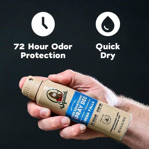 Dr. Squatch Natural Men’s Deodorant - Quick Dry, Aluminum-Free, Dermatologist-Tested | Fresh Falls, 4oz (2-Pack)