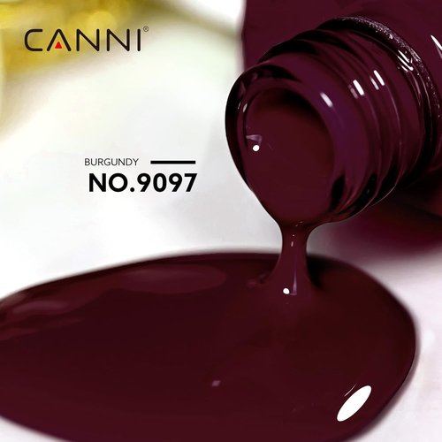 CANNI Dark Red Gel Nail Polish - High Gloss Burgundy Red Color | 1Pc Soak Off UV Gel for DIY Manicure