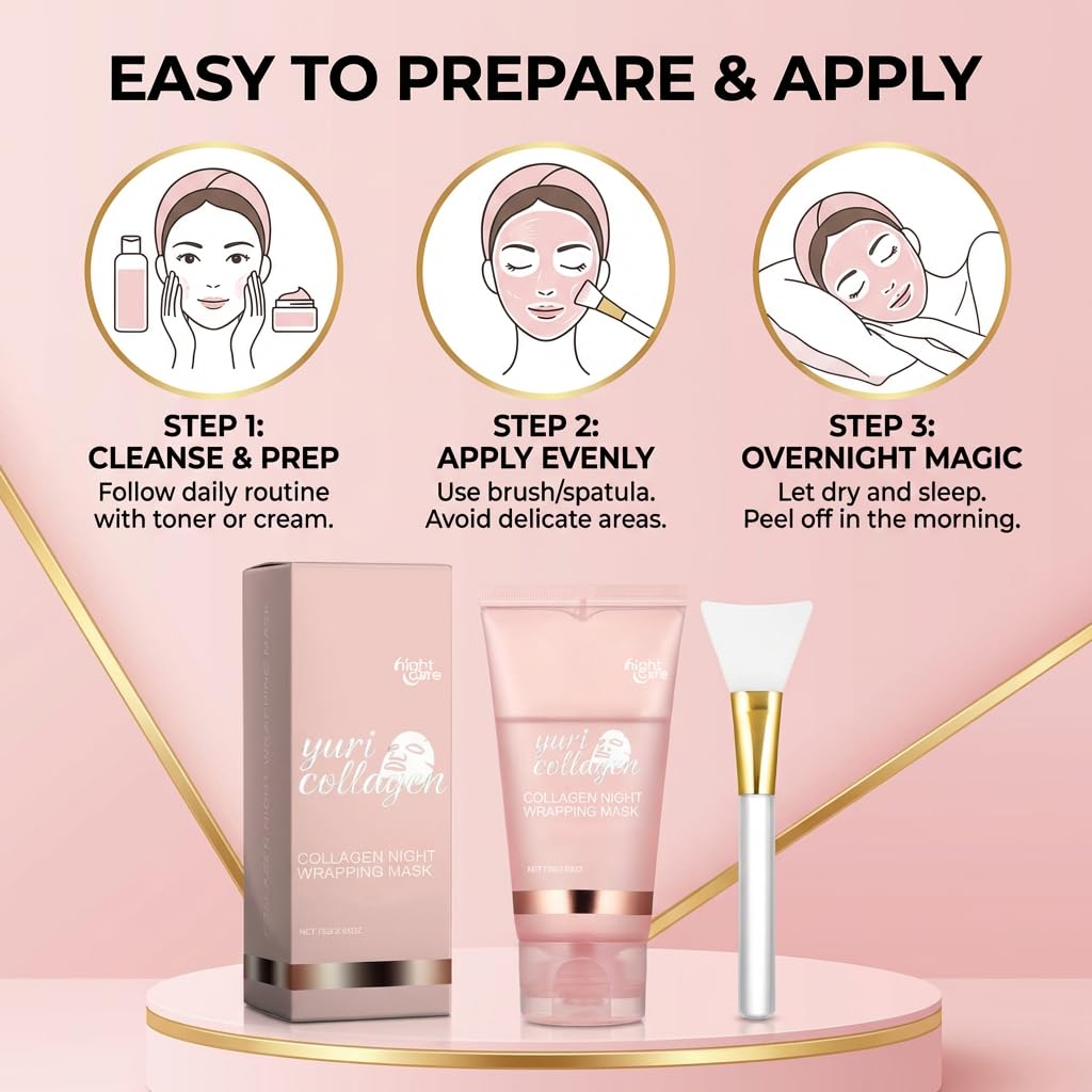 Skiennix Night Wrapping Mask - Collagen-Infused Overnight Peel-Off Facial Mask for All Skin Types