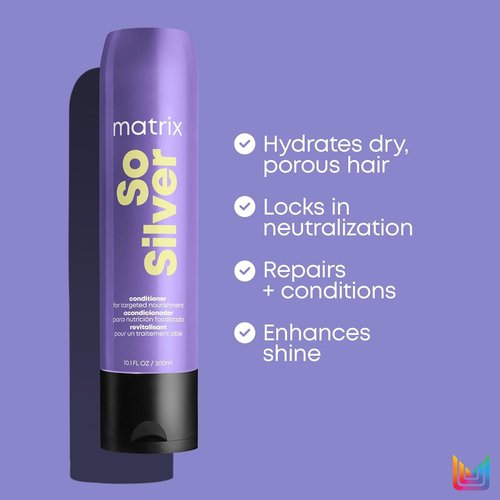 Matrix So Silver Deep Conditioning Conditioner - Revitalize Dull Blonde & Silver Hair | Vegan Formula for Dry, Damaged Locks