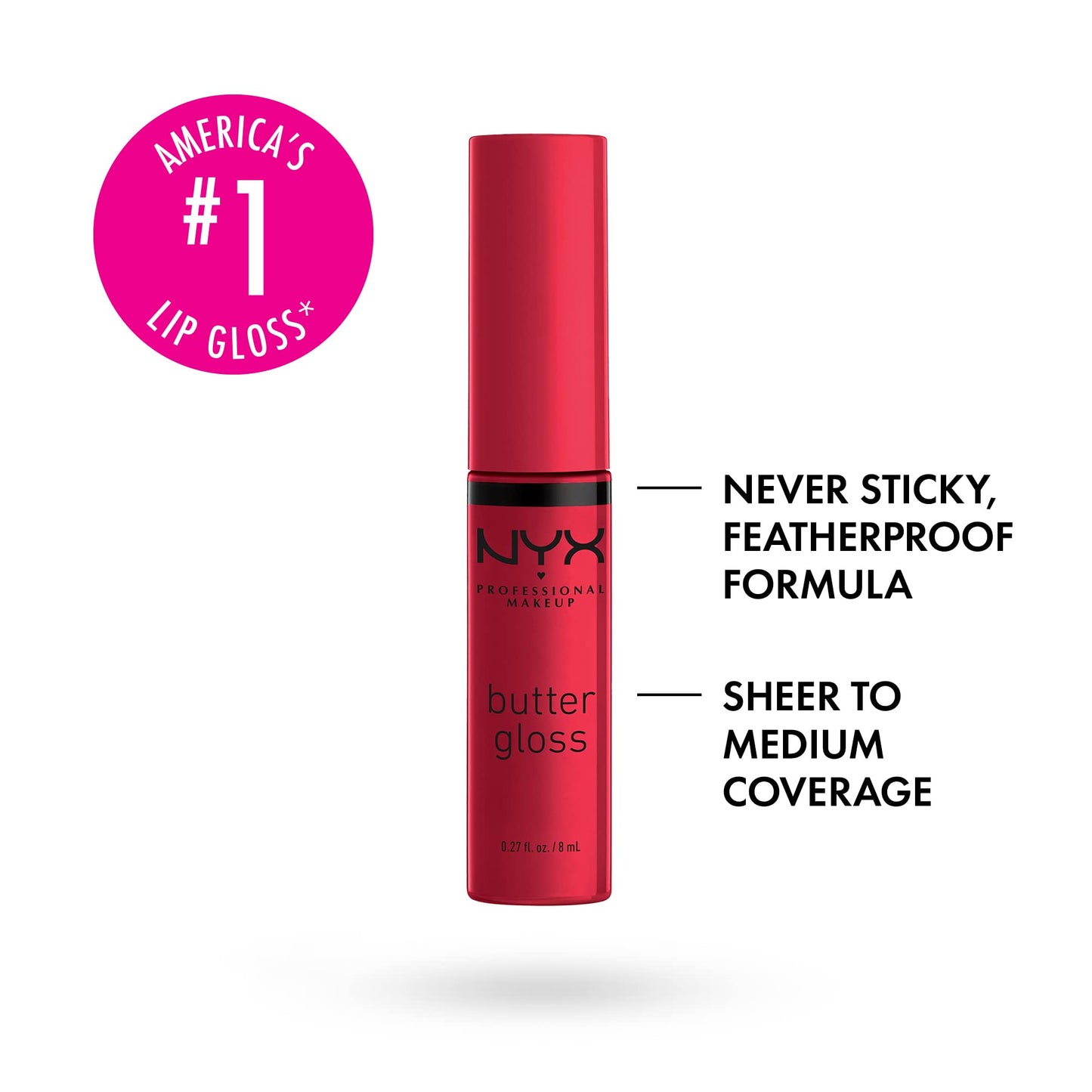 NYX PROFESSIONAL MAKEUP Butter Gloss, Non-Sticky Lip Gloss - Red Velvet (Deep Red)