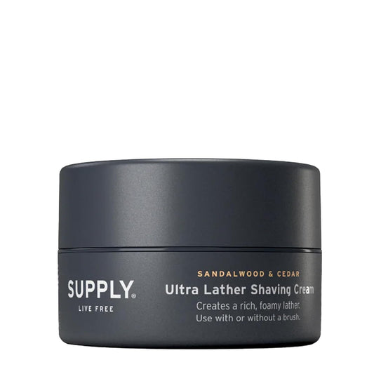 SUPPLY Ultra Lather Shaving Cream for Men - Rich Cushion for Smoother Shave - Sandalwood & Cedar - 3.4 oz