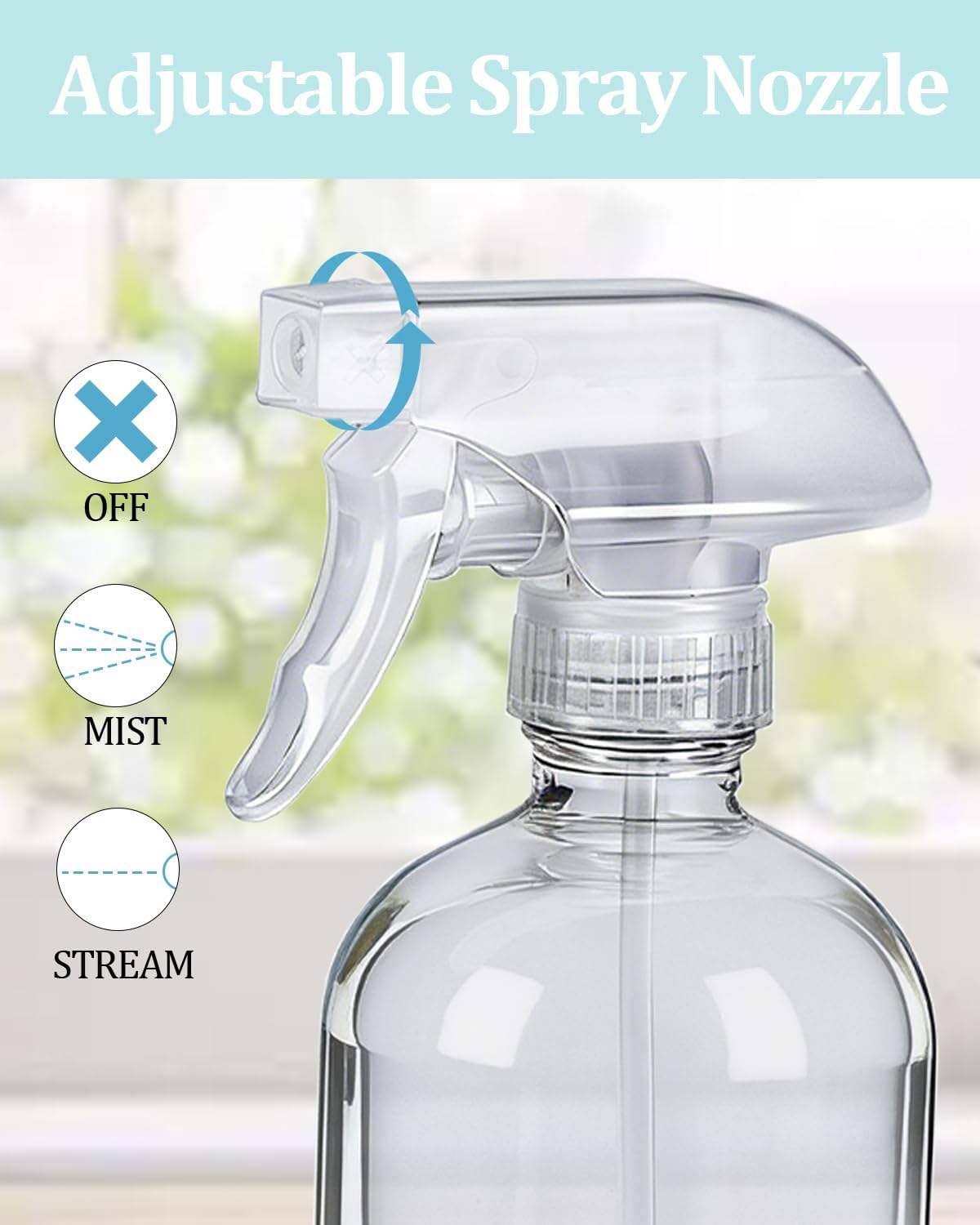 Skiennix 360° Glass Spray Bottles - 16 oz Refillable Containers with Silicone Sleeve & Adjustable Nozzles | Perfect for Hair, Cleaning & Plants