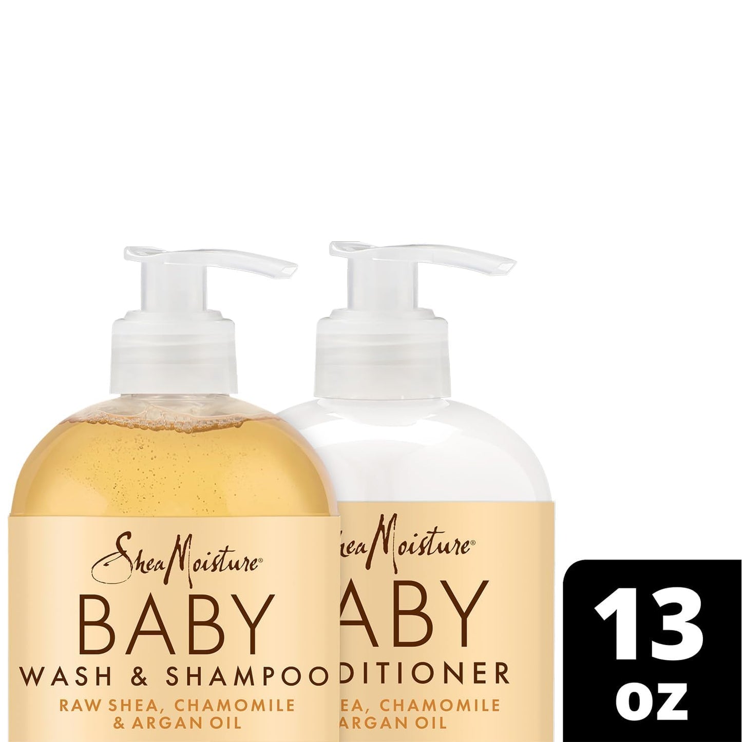 SheaMoisture Baby Essentials - Body Wash & Shampoo with Raw Shea, Chamomile & Argan Oil | 13 Oz Each