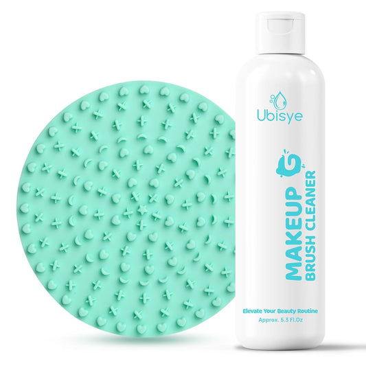 Skiennix Makeup Brush Cleaner - Gentle Vegan Solution with Silicone Cleaning Mat | 2-Piece Set