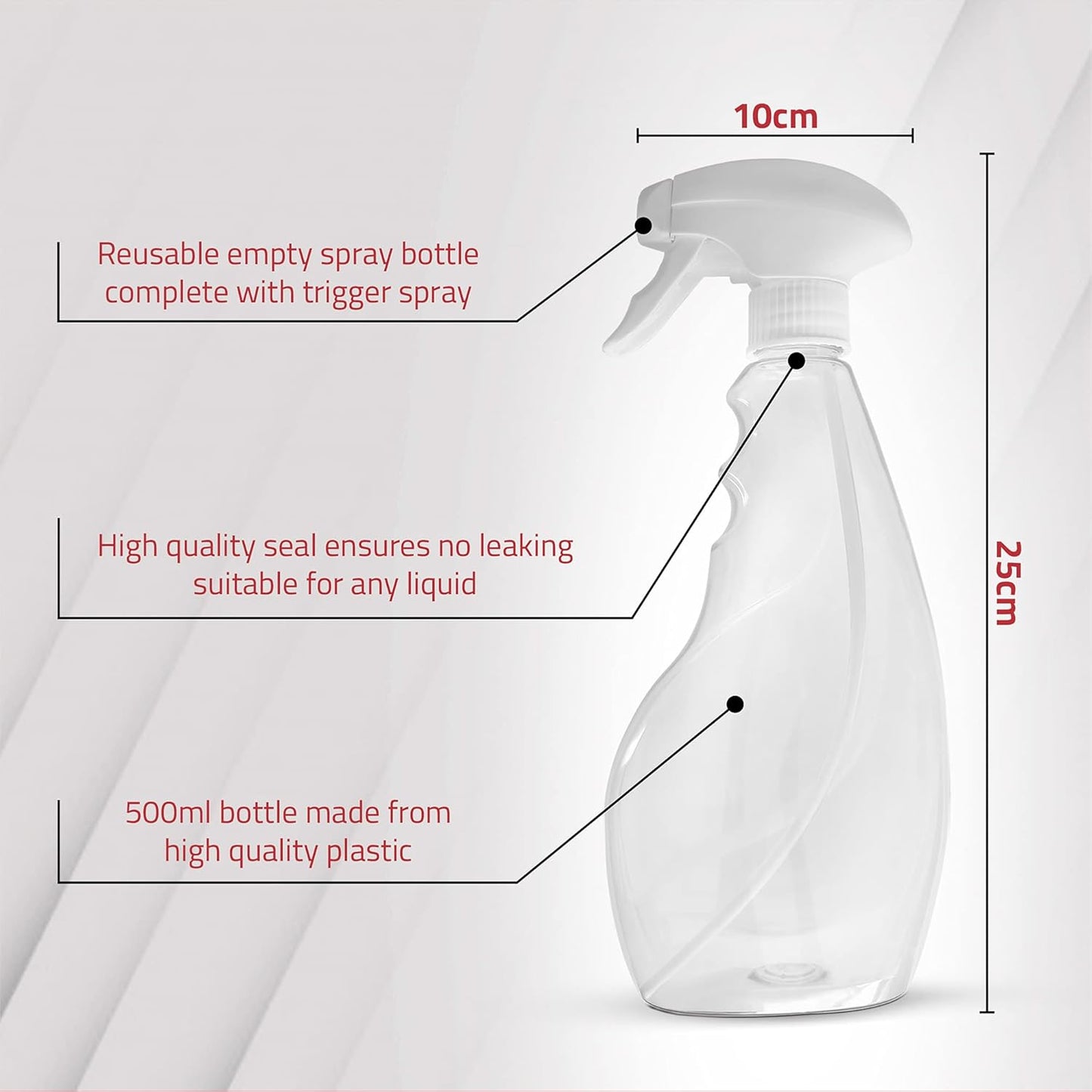 SPRAYZ 17oz Spray Bottles - Durable Trigger Sprayer for Cleaning, Gardening & Hair | Clear Plastic, Refillable