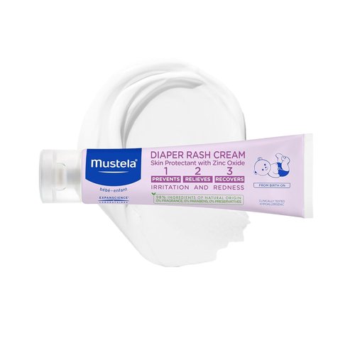 Mustela Baby Diaper Rash Cream - Fragrance-Free Skin Protectant with Zinc Oxide - 98% Natural Ingredients