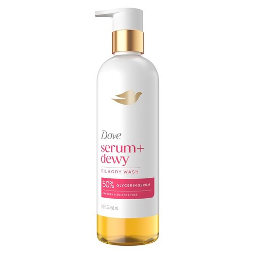 Dove Serum+ Shower Oil Body Wash - Hydrating Cleanser with Coconut & Geranium Oil | 15.3 fl oz