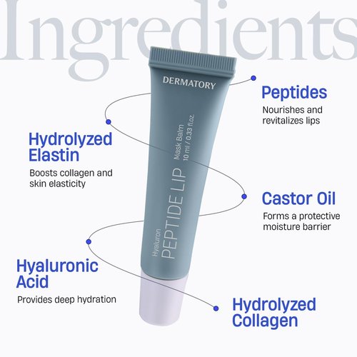 DERMATORY Hyalluron Peptide Volume Lip Mask Balm - Hydrating & Moisturizing for Day & Night (10ml)