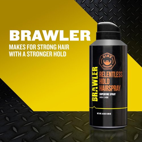 GIBS Grooming Brawler Hairspray - Strong Hold & Lightweight Formula | 4.5oz Size