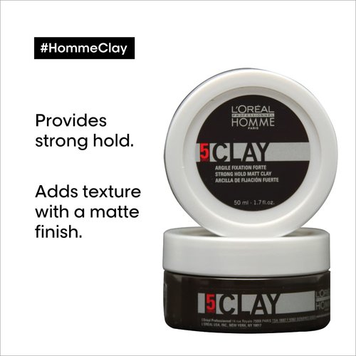 L'Oréal Professionnel Paris Styling Clay For Men - Strong Hold & Matte Finish | All Hair Types
