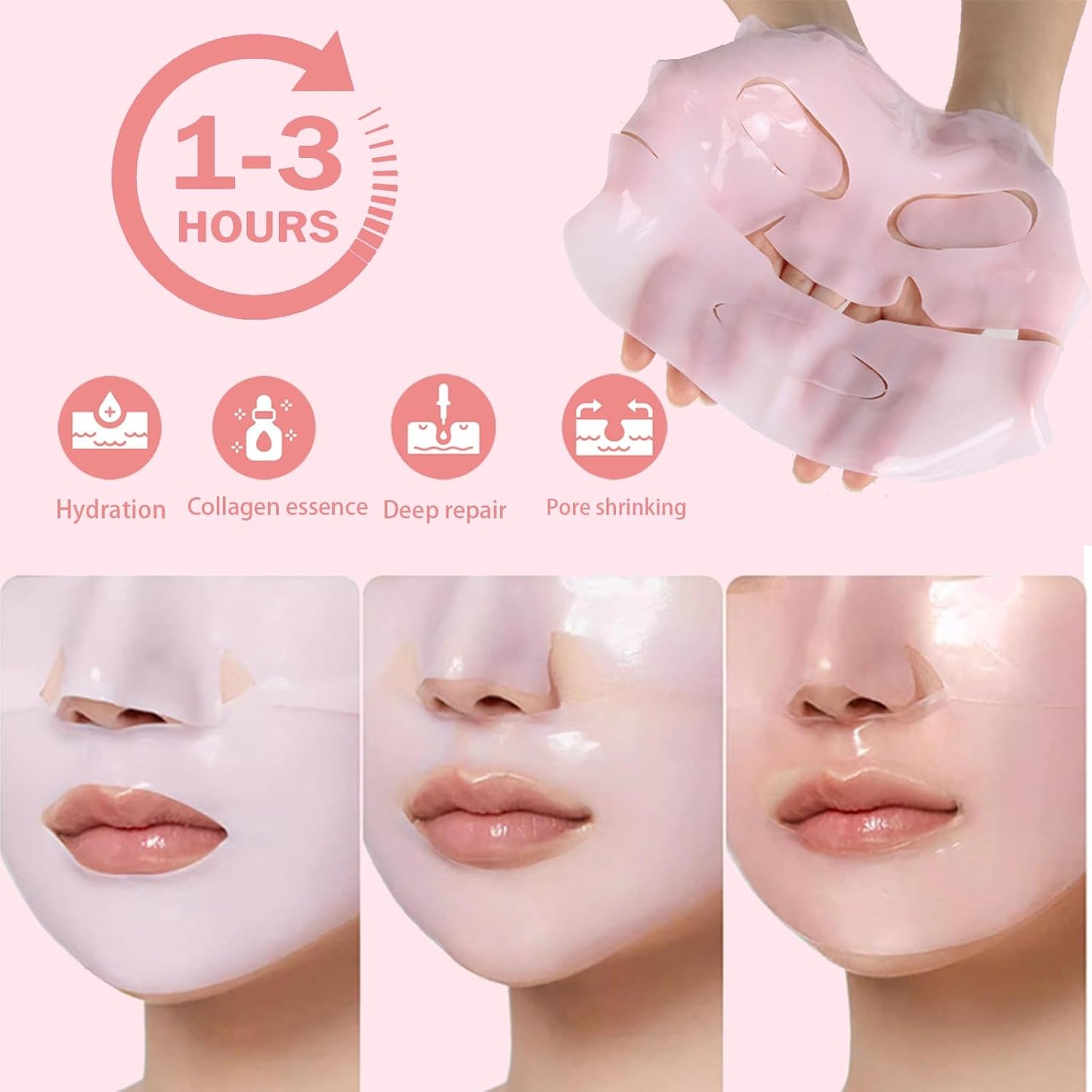 Skiennix 5 Pack Salmon DNA PDRN Pink Collagen Gel Face Mask - Overnight Hydrogel for Radiant, Hydrated Skin