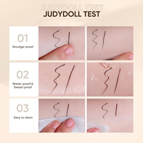 JUDYDOLL Ultra-Fine Liquid Eyeliner-Precision Tip for Wing Line, Smudge-Proof, Quick-Drying, Waterproof, Easy to Get Inner Corner Lined, Hooded Eyes-Friendly (#2 Deep Brown)