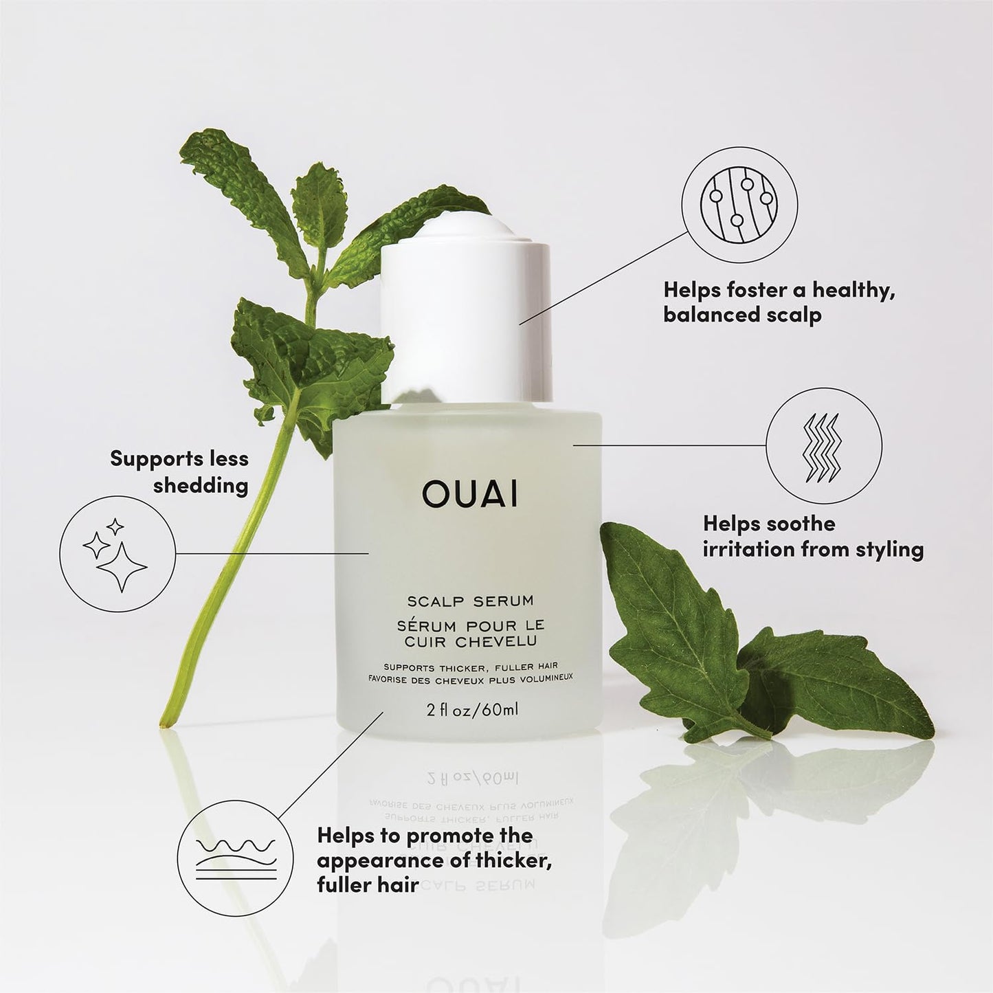 OUAI Scalp Serum - Balancing Hair Serum with Red Clover & Peptides for Thicker Hair | 2 Fl Oz