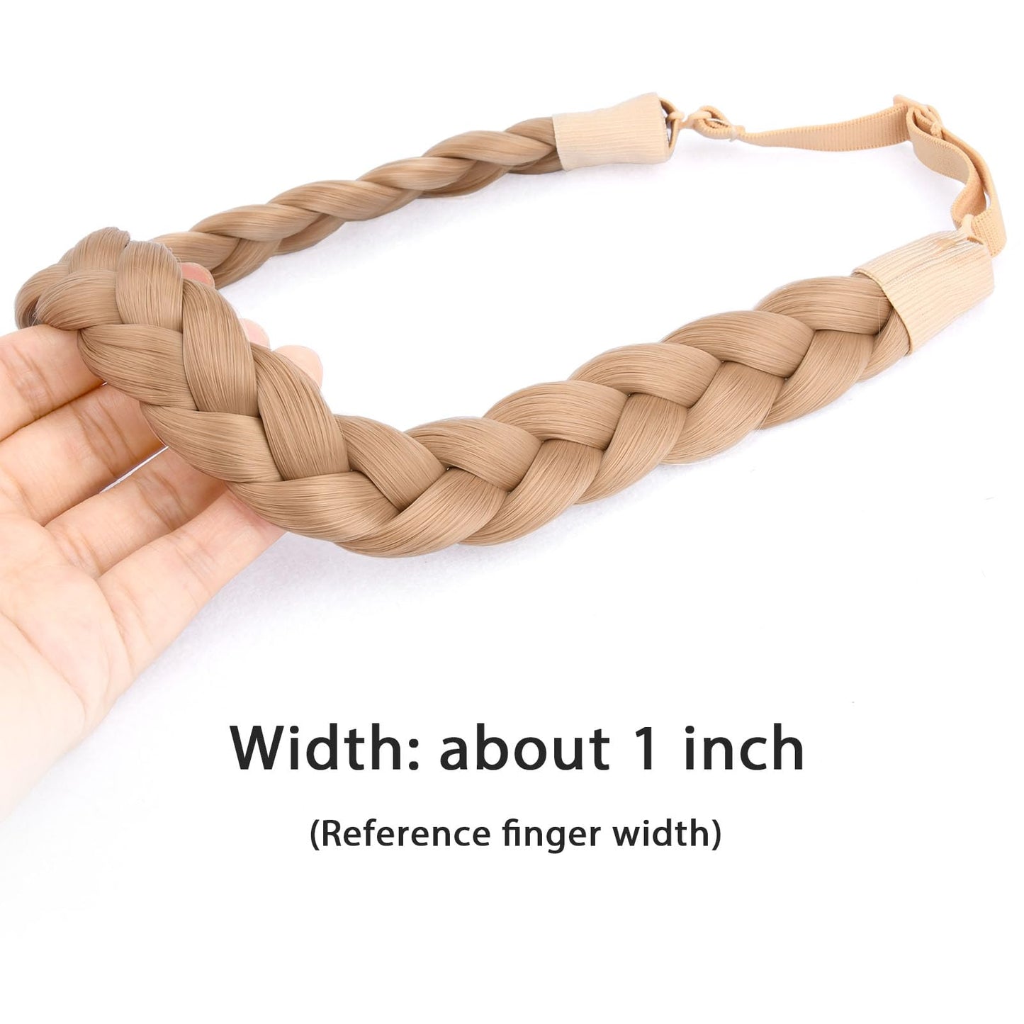 DIGUAN Synthetic Hair Braided Headband Classic Chunky Wide Plaited Braids Elastic Stretch Hairpiece Women Girl Beauty accessory, 55g aHairBeauty (Champagne)