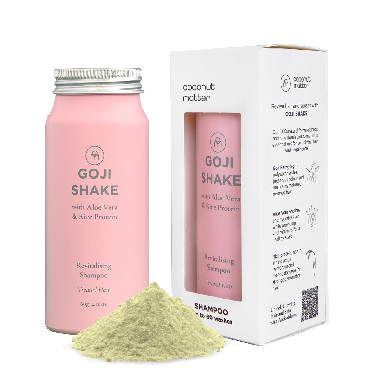 COCONUT MATTER Goji Shake Shampoo Concentrate Color-Safe for Vibrant Healthier Hair & Scalp, Add water to lather, 60 Washes, All-natural | Antioxidant-rich | Sulfate-free | TSA-compliant