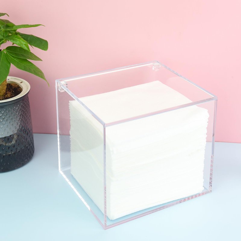 Watpot Disposable Face Towel Storage Box Compatible with Facial Towel XL, Acrylic Disposable Face Towelette Holder Container, Clear