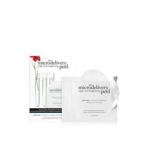 Philosophy Microdelivery Triple-Acid Brightening Peel Pads - Reduce Discoloration & Dark Spots | 12 Ct