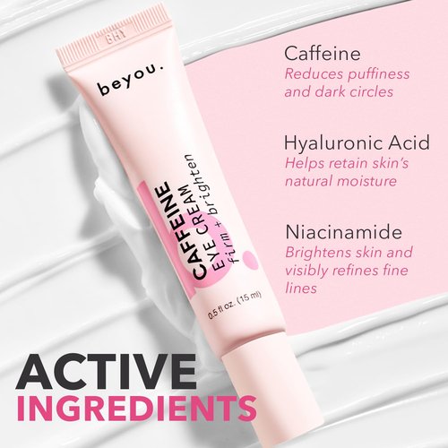 Beyou Caffeine Eye Cream - Hydrating Anti-Aging Treatment for Dark Circles & Puffiness - 0.5 oz