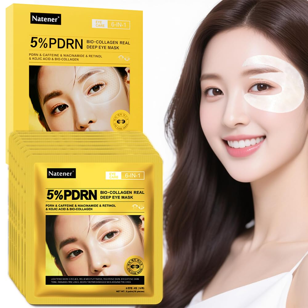 Skiennix 5% PDRN Under Eye Patches - 6-in-1 Bio-Collagen for Puffy Eyes & Dark Circles | 8 Pairs