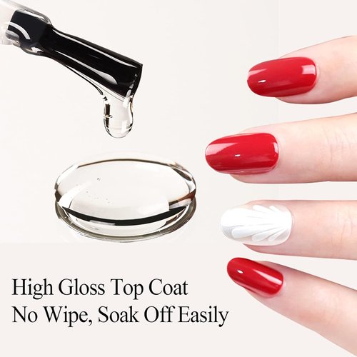 Imtiti No Wipe Gel Top Coat - High Shine, Long-Lasting & Chip Resistant Clear Nail Polish (0.54 Fl. Oz)